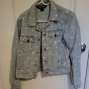 Light Blue Star Pattern Denim Jacket